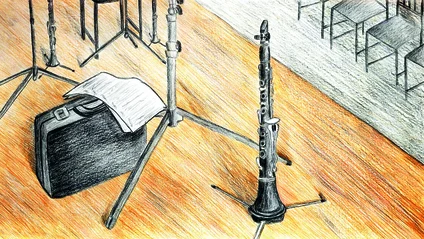 Sketch of a CGI rendering of a clarinet