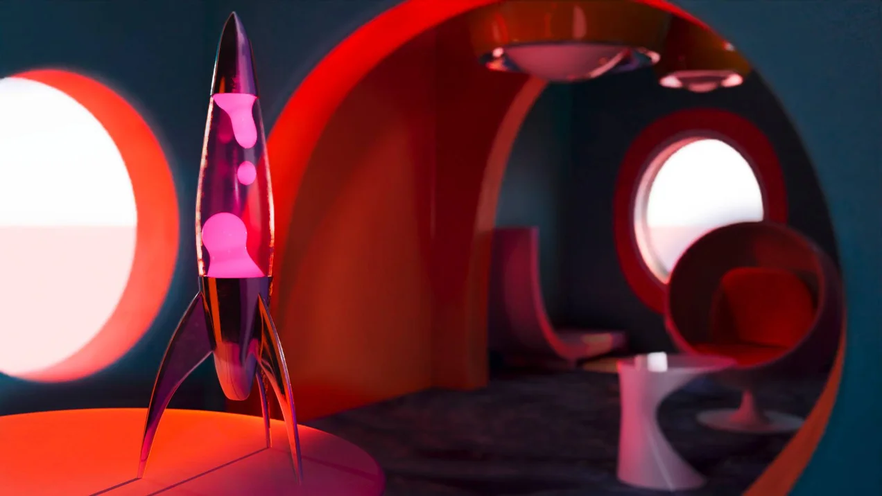 Render of a rocket-like lava lamp