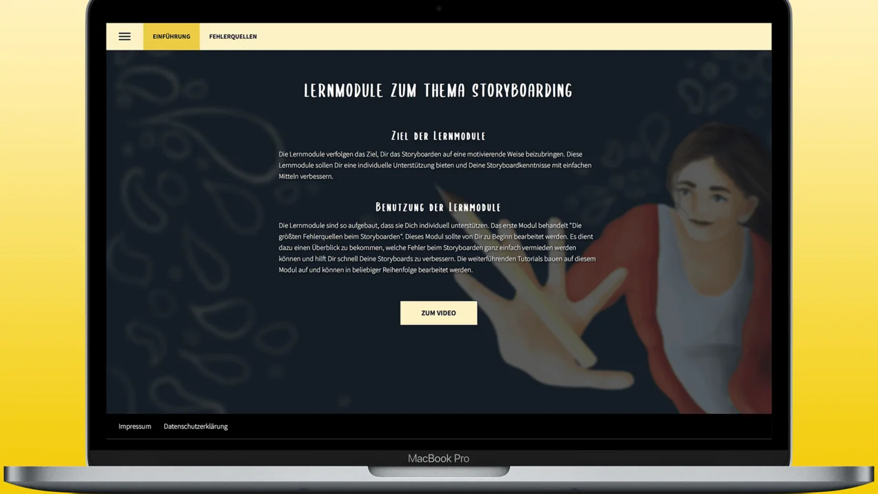 Self-study modules on the topic of storyboarding