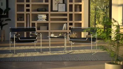 A CGI rendering of a Wassily Chair