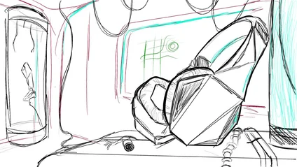 Concept render of headphones in a futuristic setting.