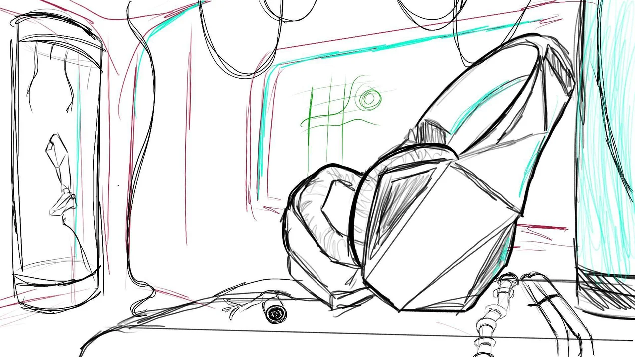 Concept render of headphones in a futuristic setting.