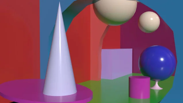 Blockout of a render of a rocket-like lava lamp