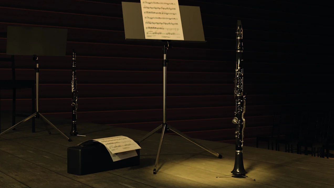 A CGI rendering of a clarinet